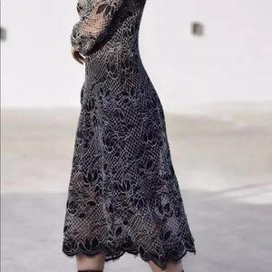 New Zara black lace midi dress size small